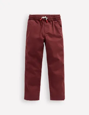 Slim Pull-On Trousers-Chestnut Stretchable Comfort