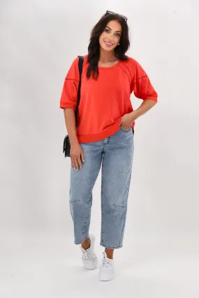 Shine On Label Bronwen Ladder Lace Top Coral ChafeFreeEdging Double Needle Hemming