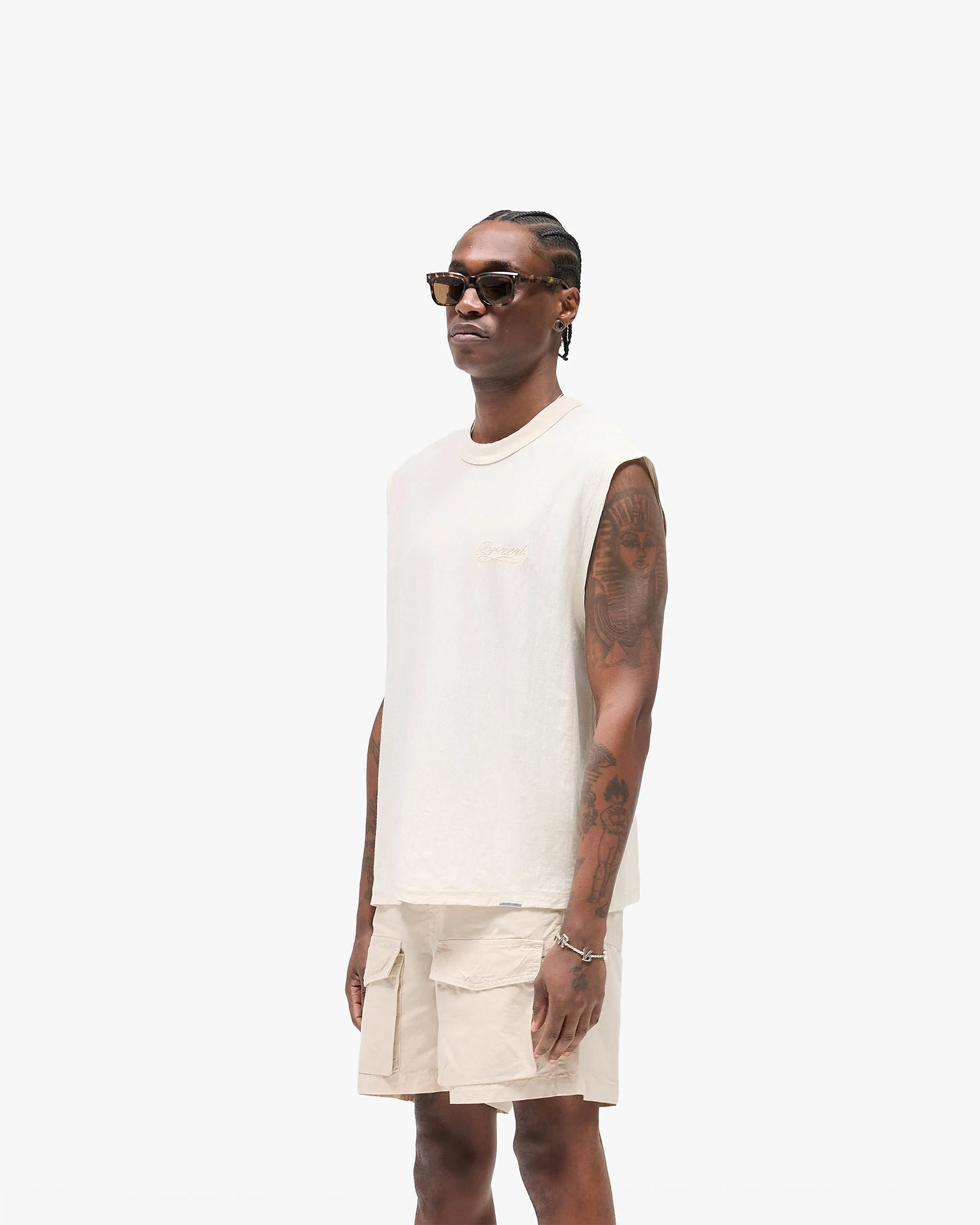 OdorResistant Fabric Slub Script Tank - Aged White