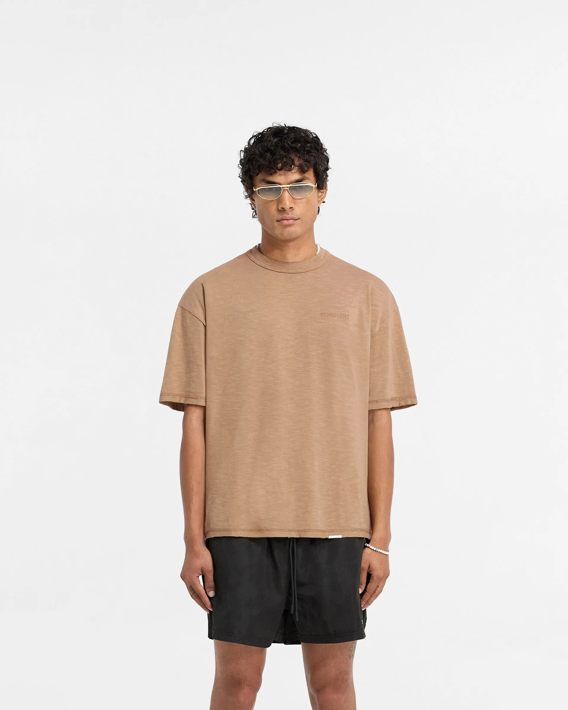 Set In Sleeve Slub T-Shirt - Walnut