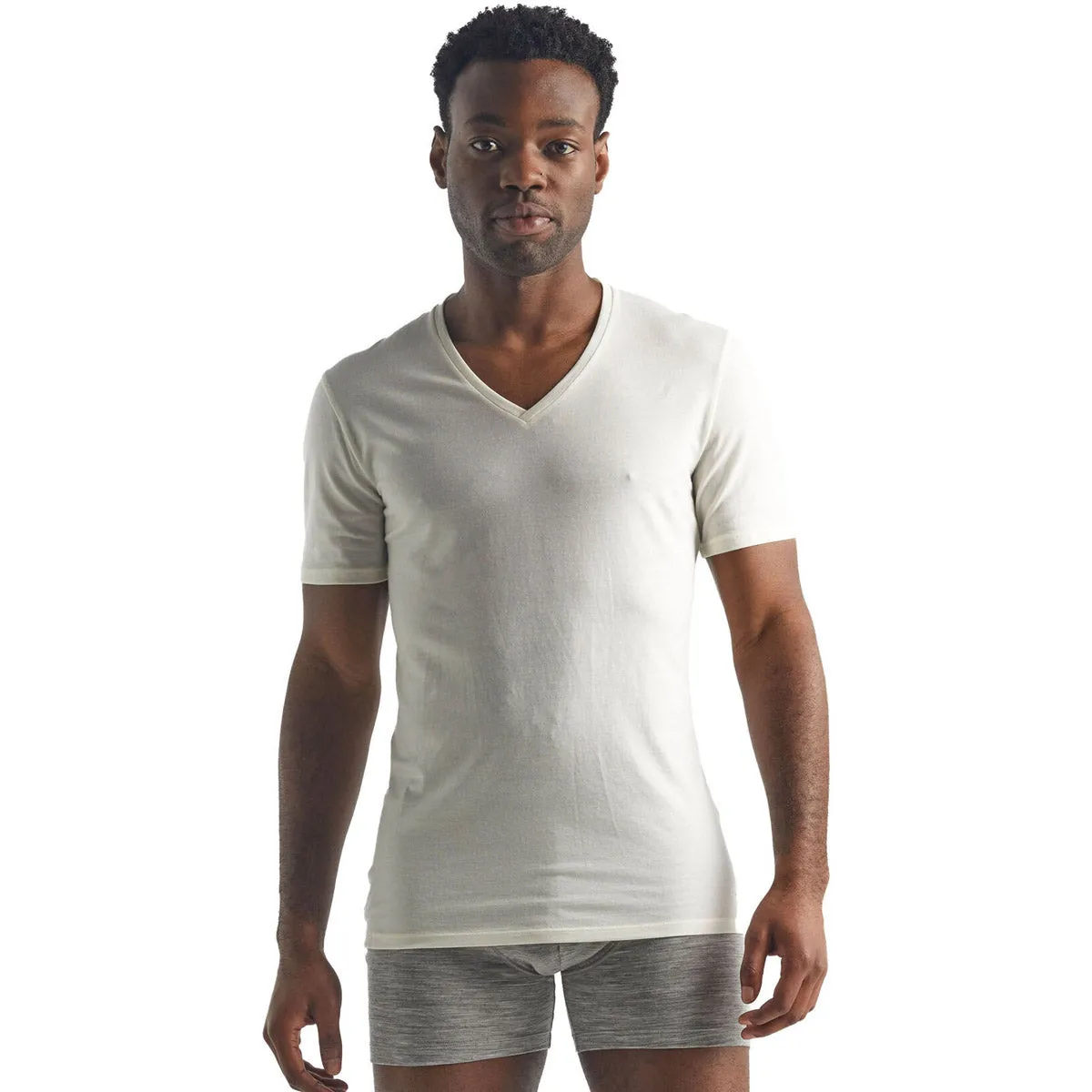 high-low hem Thermoregulating Fabric Men's Merino Anatomica Short Sleeve V Neck T-Shirt