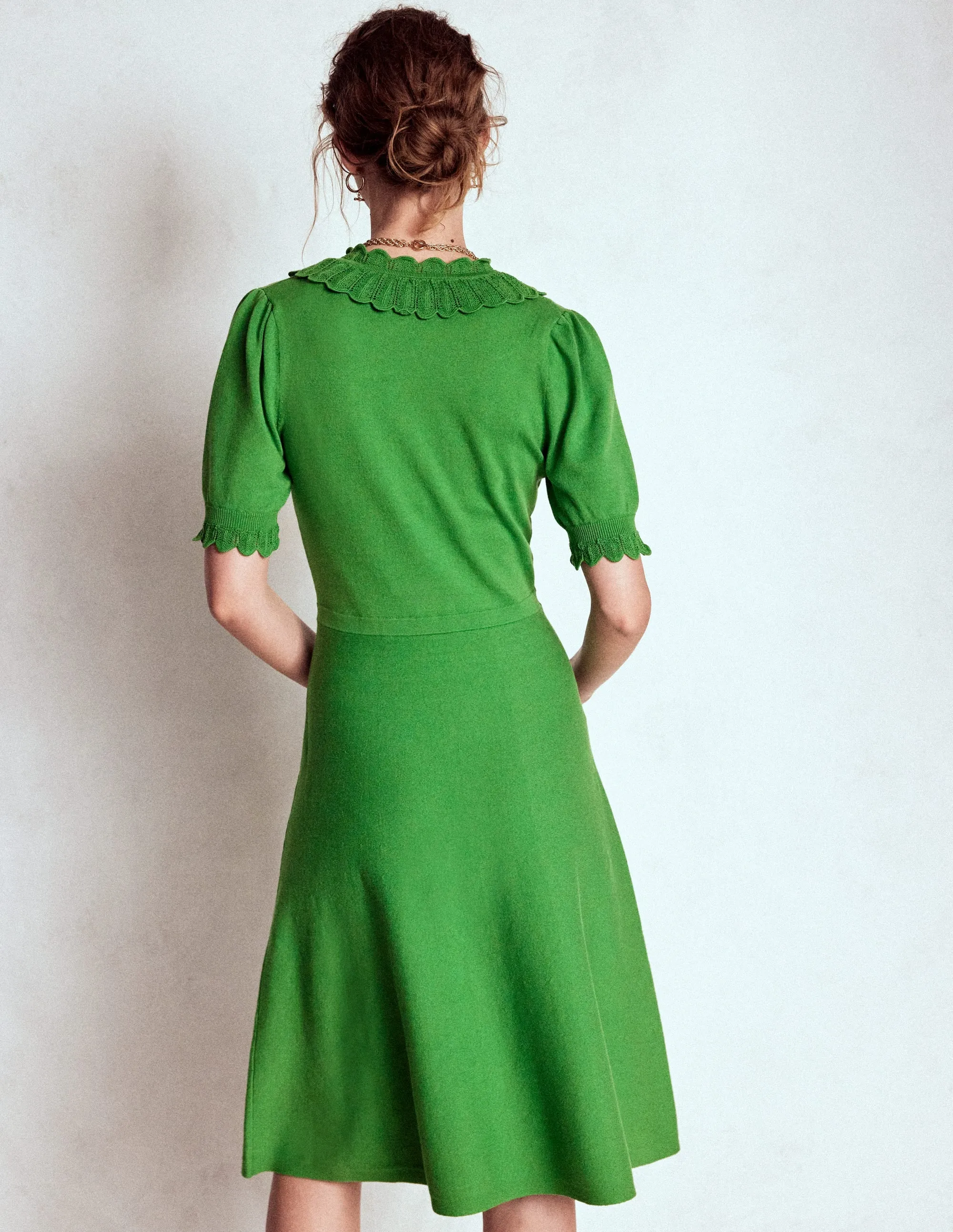 Melina Ruffle Knitted Dress-Paradise Green Smart Lines