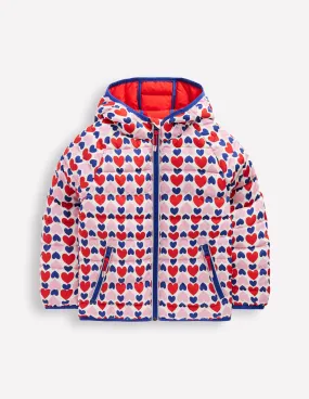 Pack-away Padded Jacket-Poppy Red Geo Heart Smart Casual Flexible Shoulder