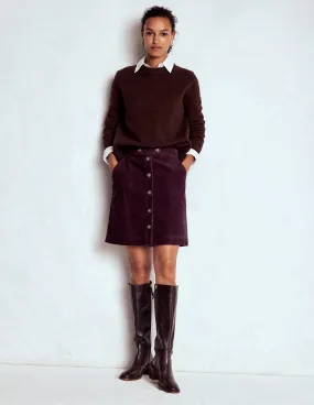 Cecelia Cord Skirt-Deep Aubergine Moisture Wicking Textile