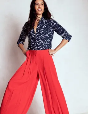 Sienna Silk Shirt-French Navy, Painted Dot Reinforced Elbow Patches Minimalist Closure