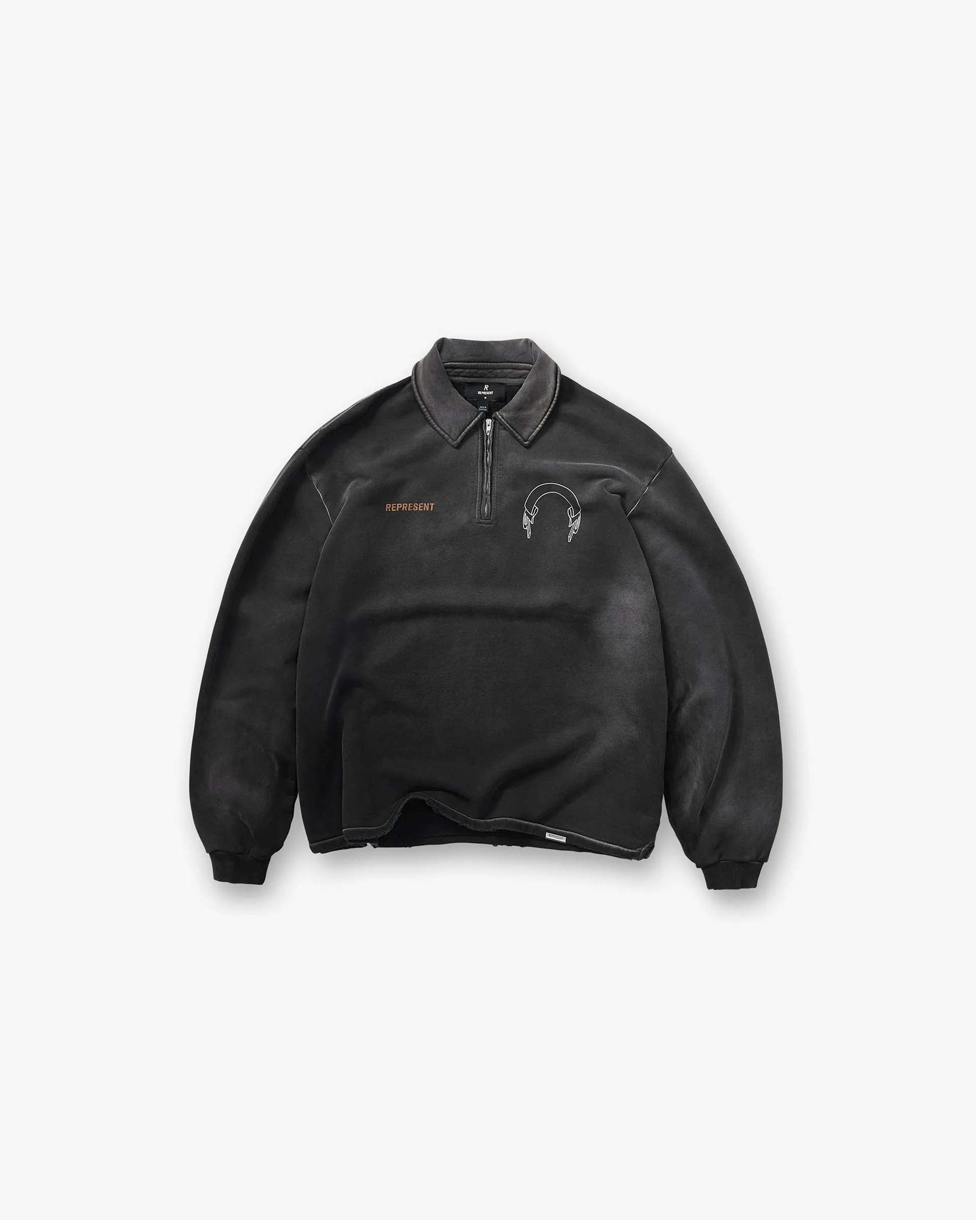 Represent Banner Quarter Zip Sweatshirt - Stained Black Customer Satisfaction product couple connection