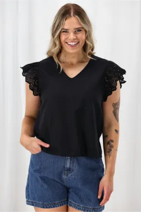 ButtonDownCollar ONLY Lou Life Frill Top Black