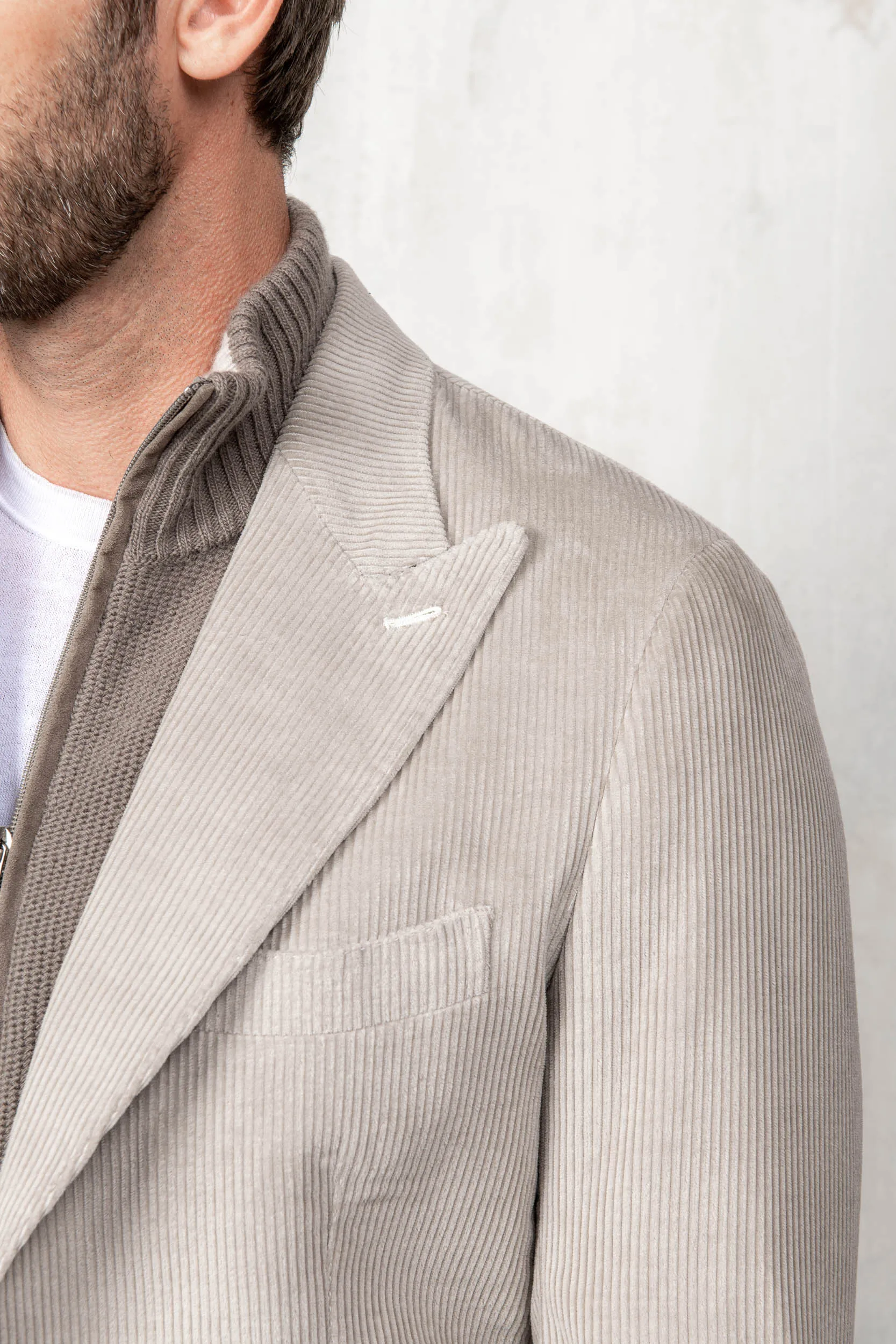 Beige corduroy jacket "Soragna Collection" - Made in Italy Movement Friendly Cloud Core