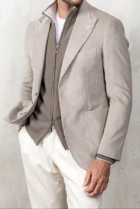 Vision Fit Casual Comfort Beige corduroy jacket "Soragna Collection" - Made in Italy