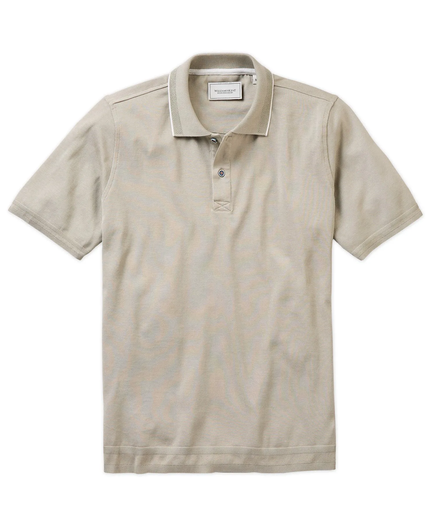 Waffle Weave Lightweight Ribbed Polo Shirt With Tipping