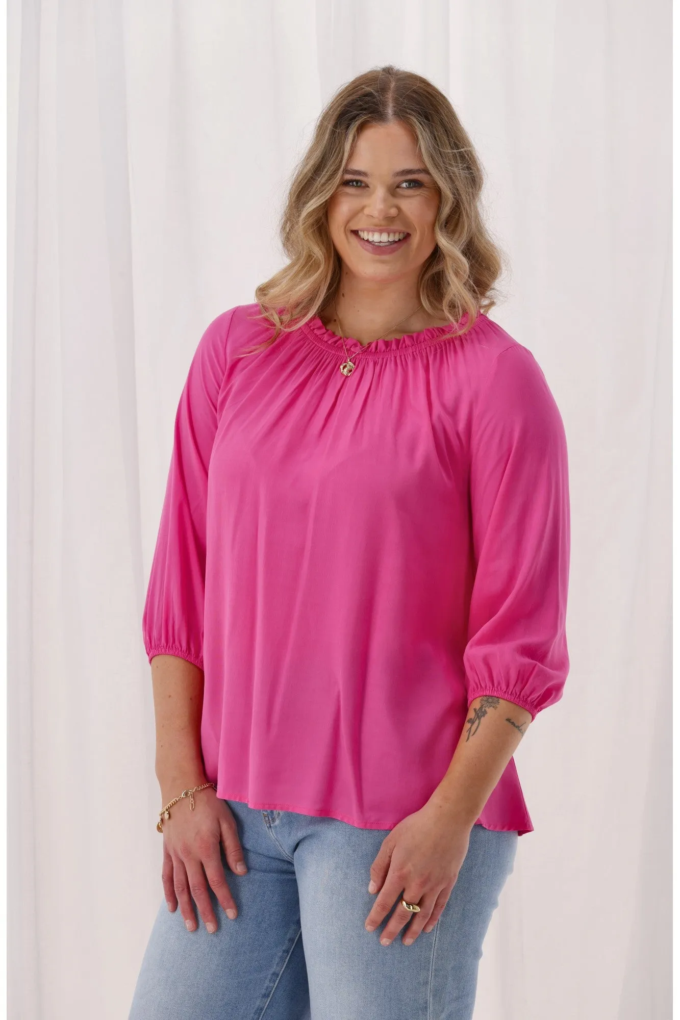 Sunday Boho Annika Top Pink Modern Polo