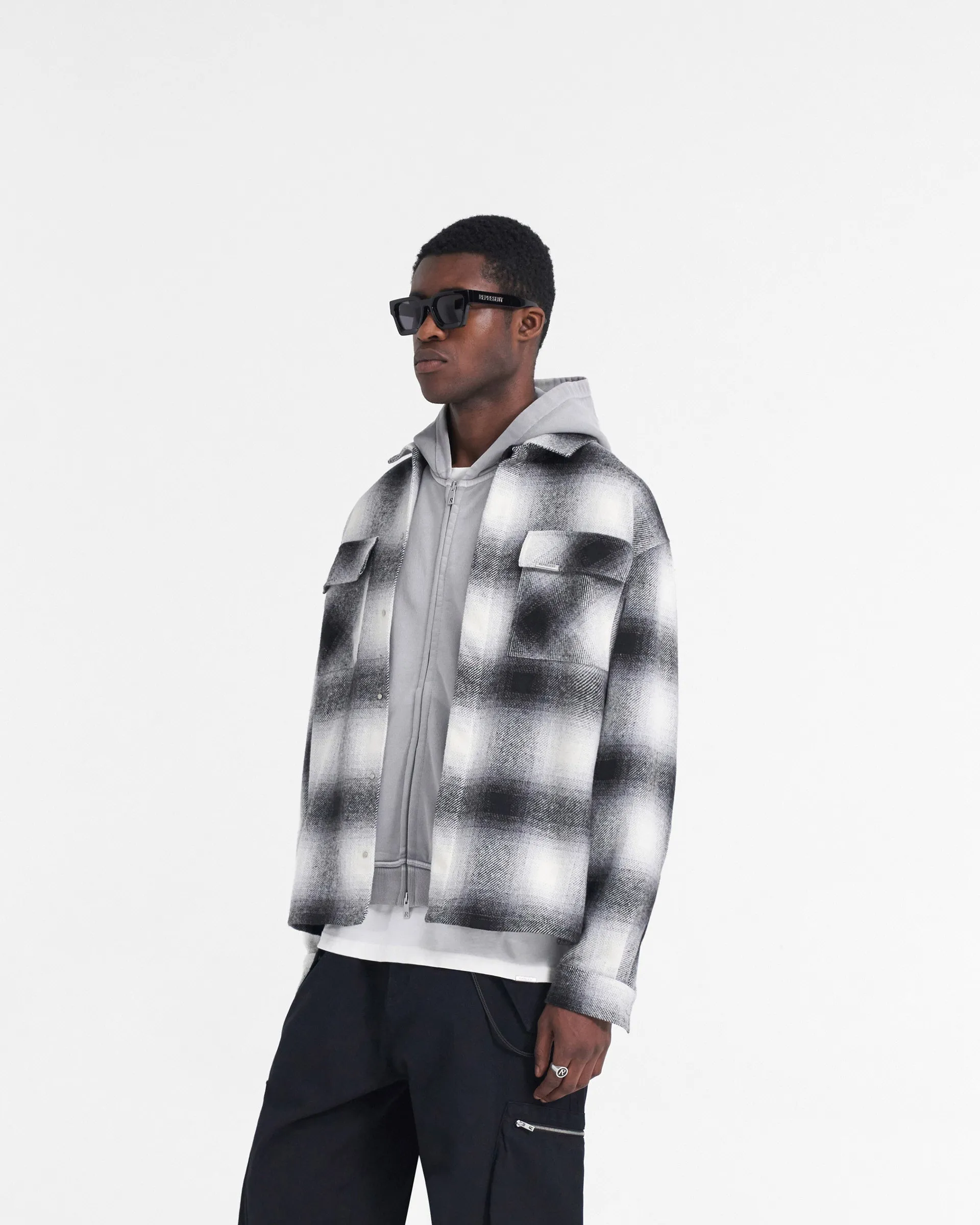 Spirits Of Summer Flannel Shirt - Black White Workwear Casual Sporty Design