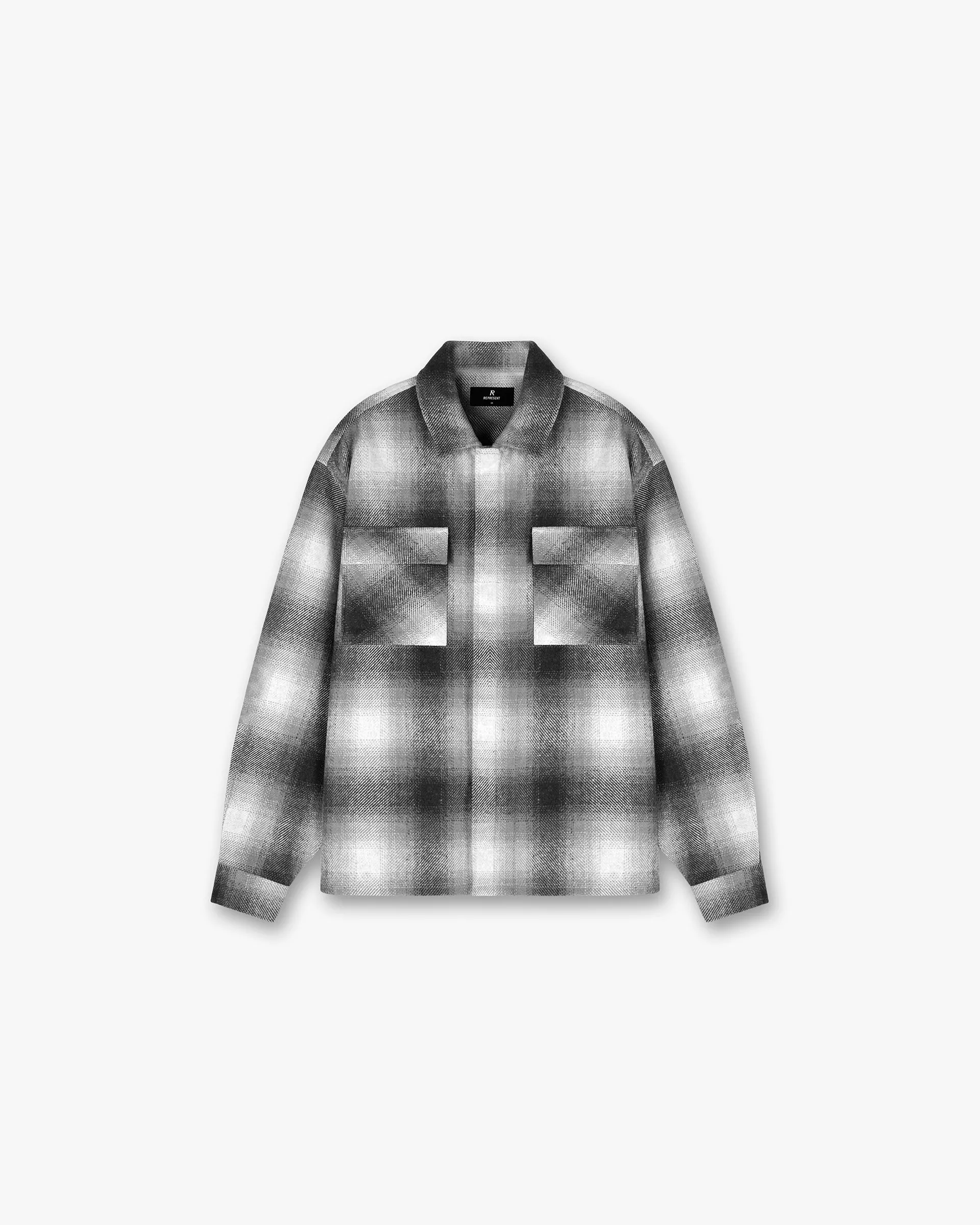Spirits Of Summer Flannel Shirt - Black White No Slip Shoulder Grips Casual Fit