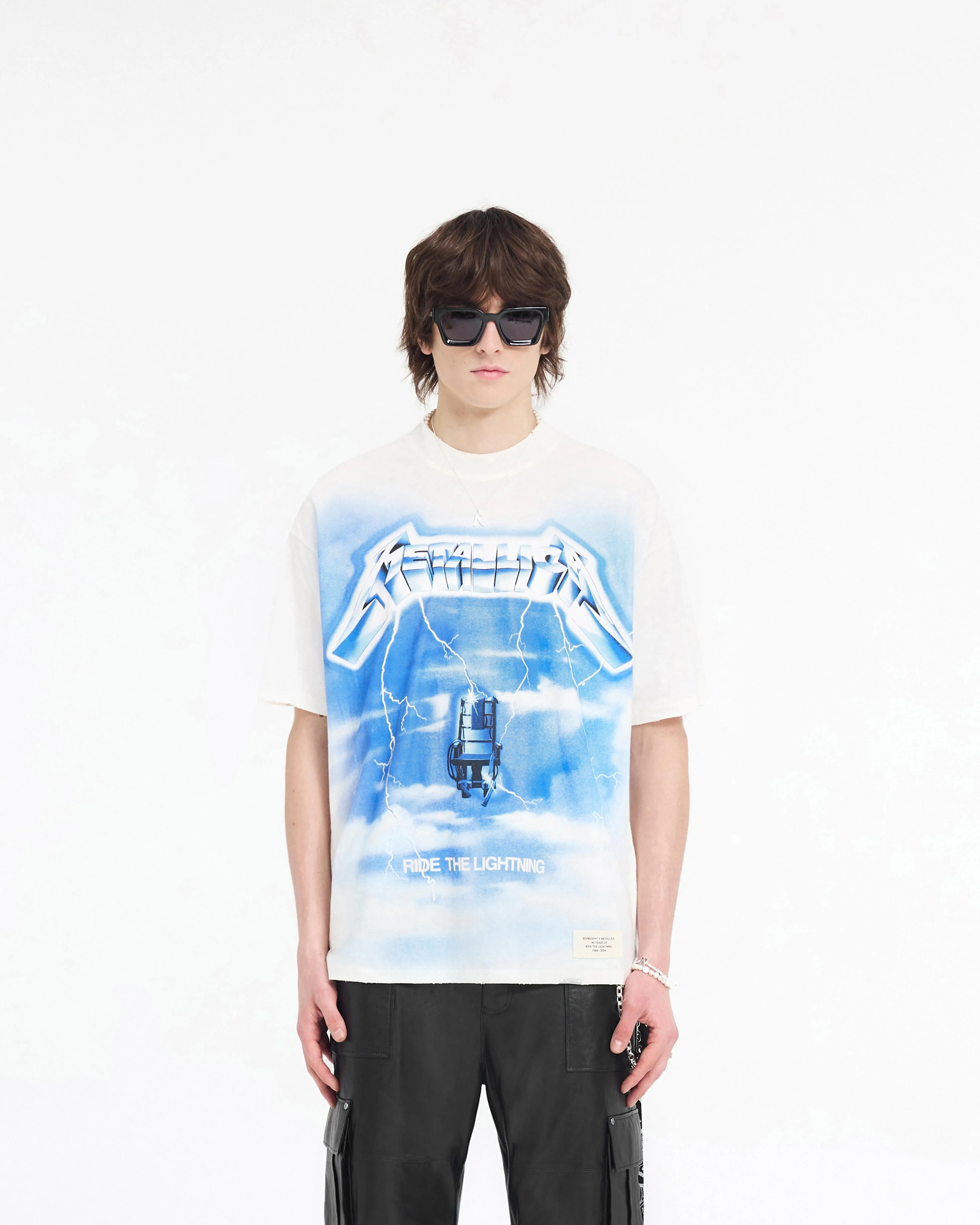 Layering Essential Represent X Metallica Ride The Lightning T-Shirt - Flat White