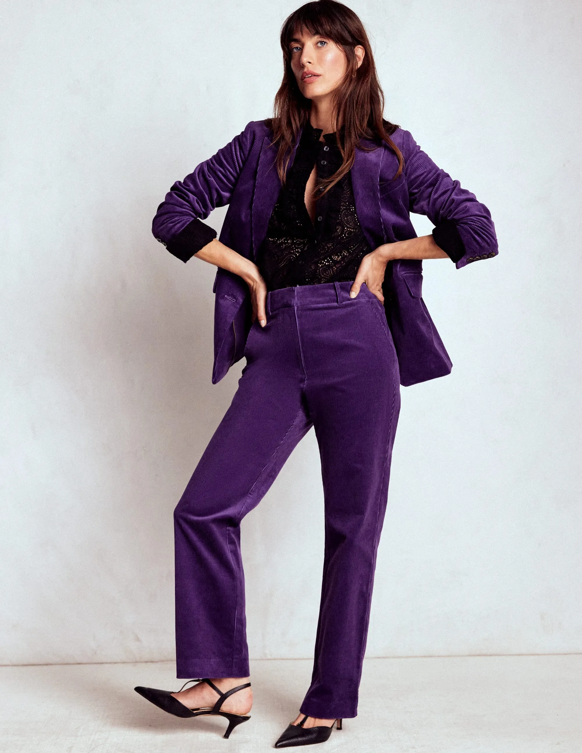 Minimalist Style Good Material Stamford Cord Blazer-Mystical Purple