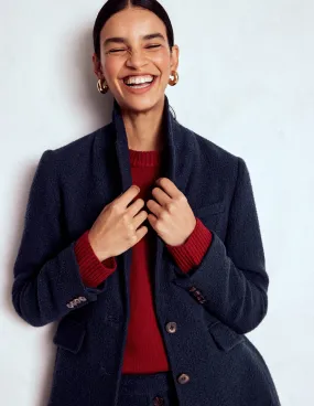 Thermal Insulated Hooded style Stamford Texture Blazer-Navy Texture