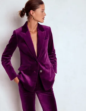 Stamford Velvet Blazer-Plum Jam Elegant Styling Soft Layers