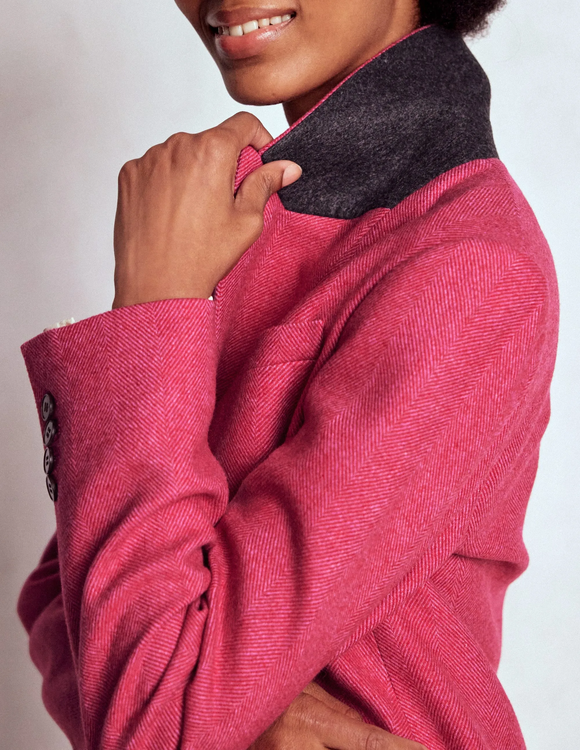 Stamford Wool-Blend Blazer-Red and Pink Wide Herringbone Compressed Packing Design