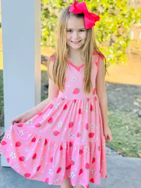 Strawberry Tiered Maxi Twirl Dress Youth Charm