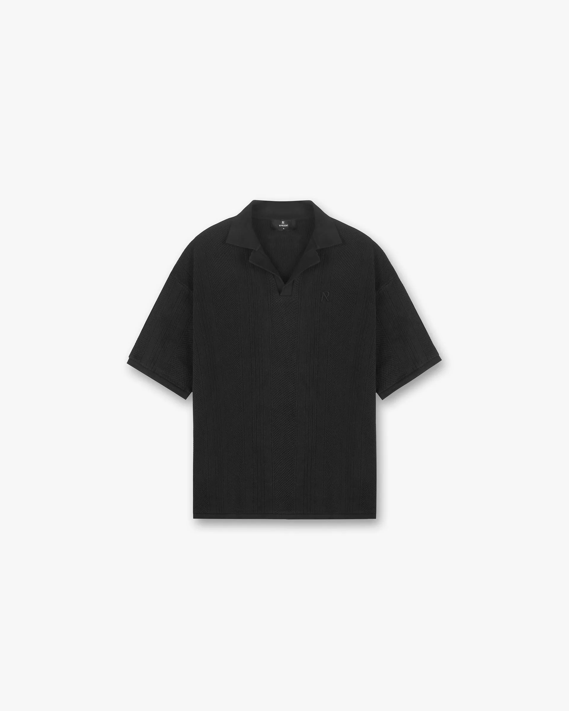 Open Stitch Polo - Black Casual Comfort Look Quick Fit Comfort