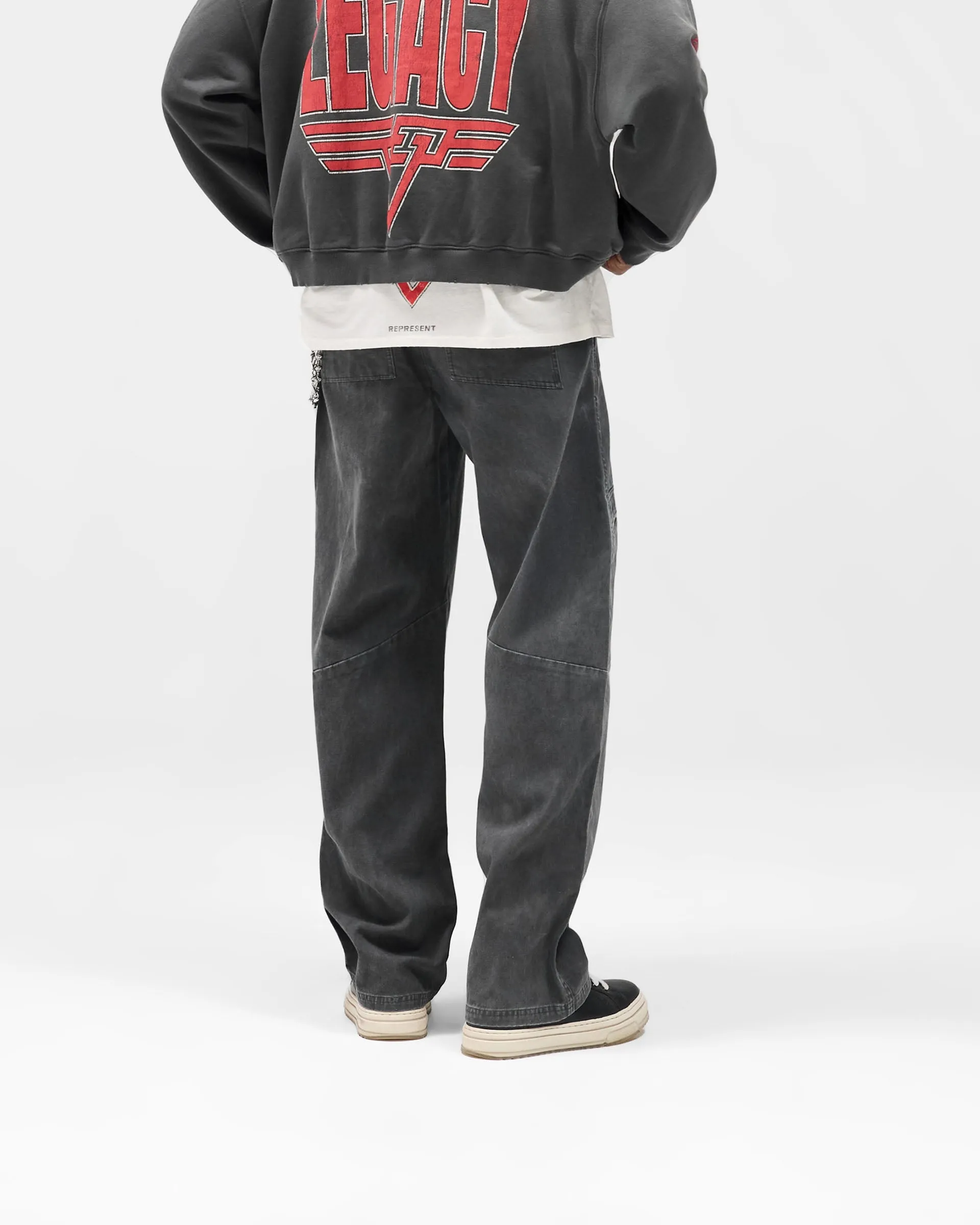 Zip-off legs Roll-up style Cotton Workwear Pant - Washed Black