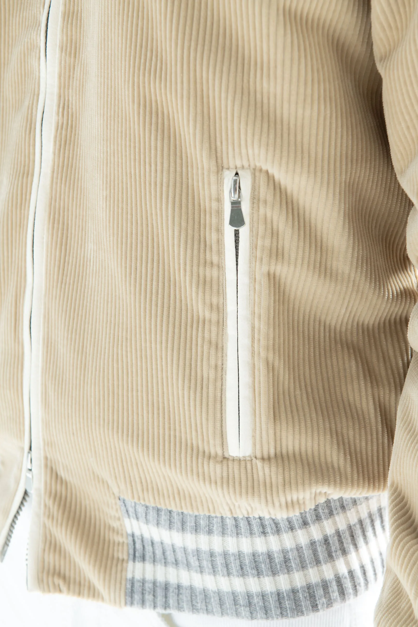 Ice Fit Beige corduroy college bomber - Made in Italy