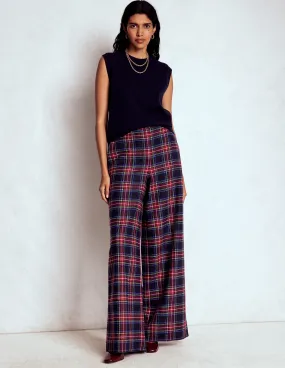 Belgravia Wool Trousers-Navy, Green and Red Check Modern Fit ReflectiveAccentDetails