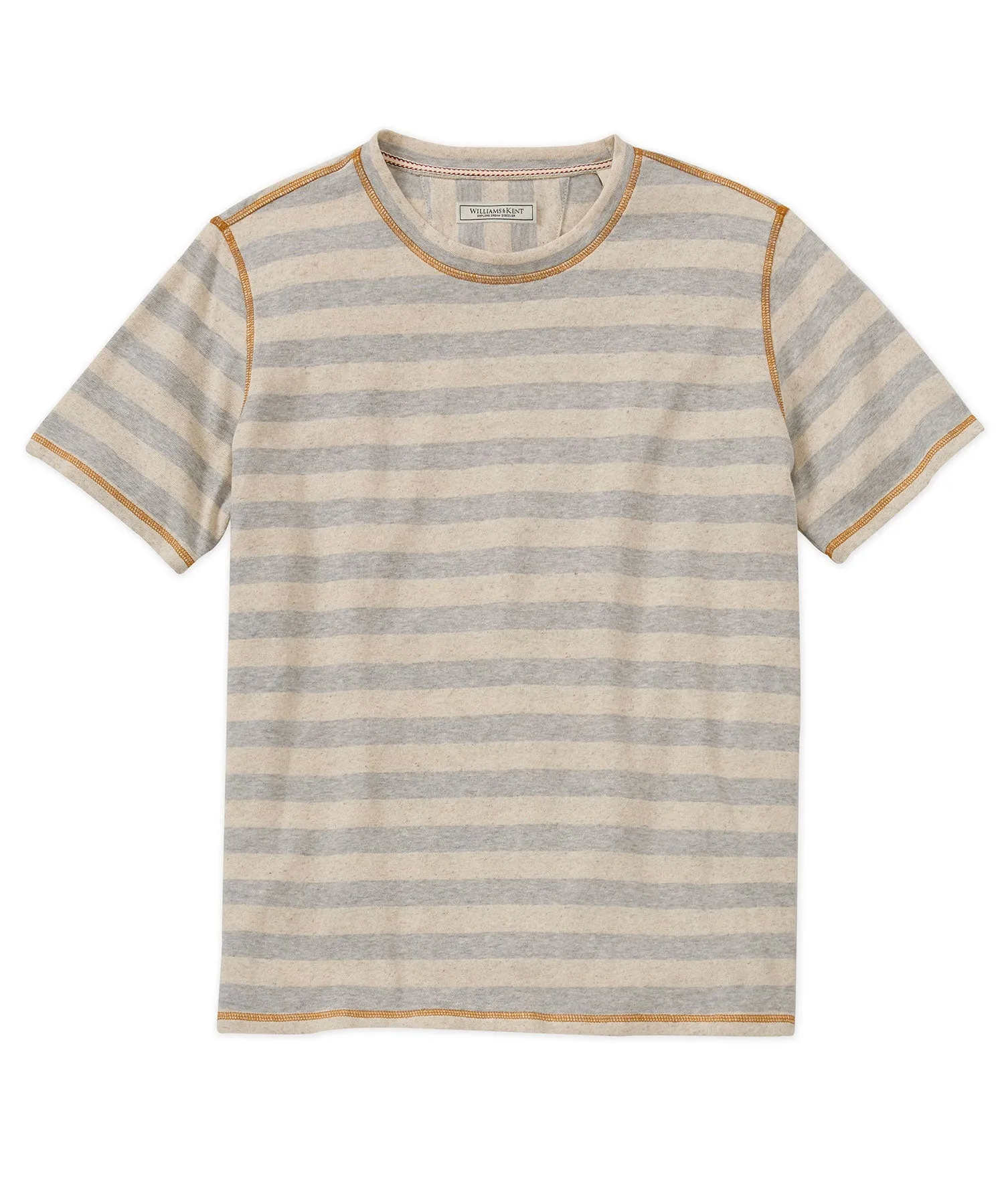 Compact Fold Design Striped Short-Sleeve Crewneck Tee Shirt