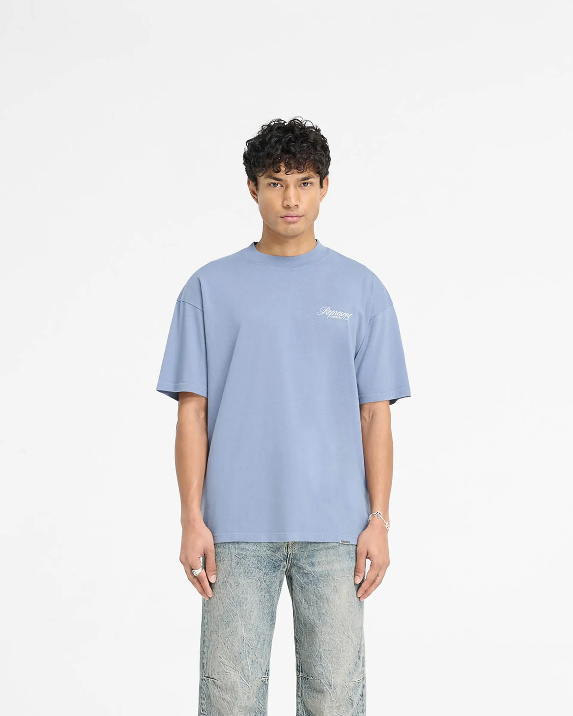 Modern and Soft Represent Owners Club Script T-Shirt - Dusty Blue