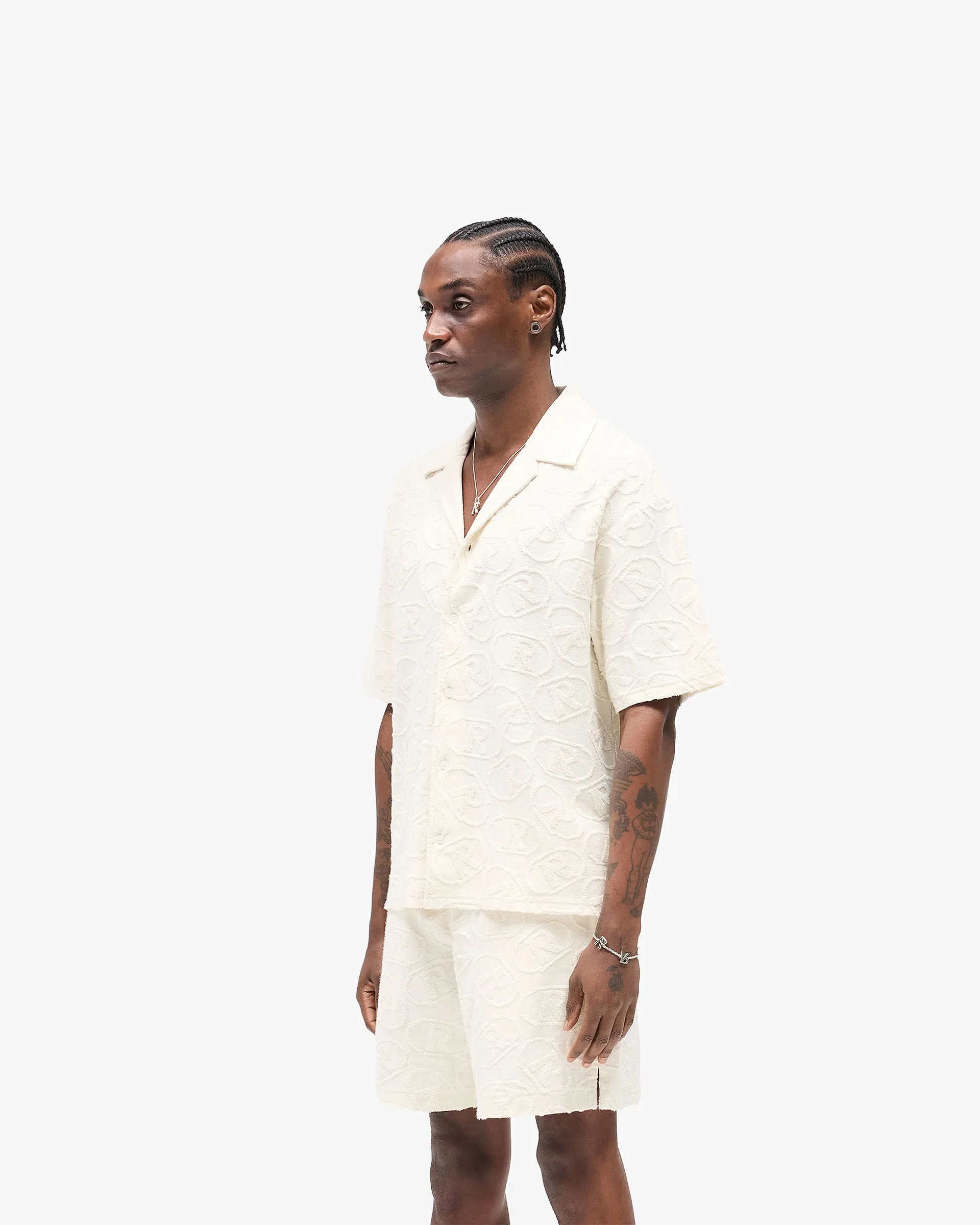 All Over Print Towel Shirt - Aged White Sweat-Absorbing