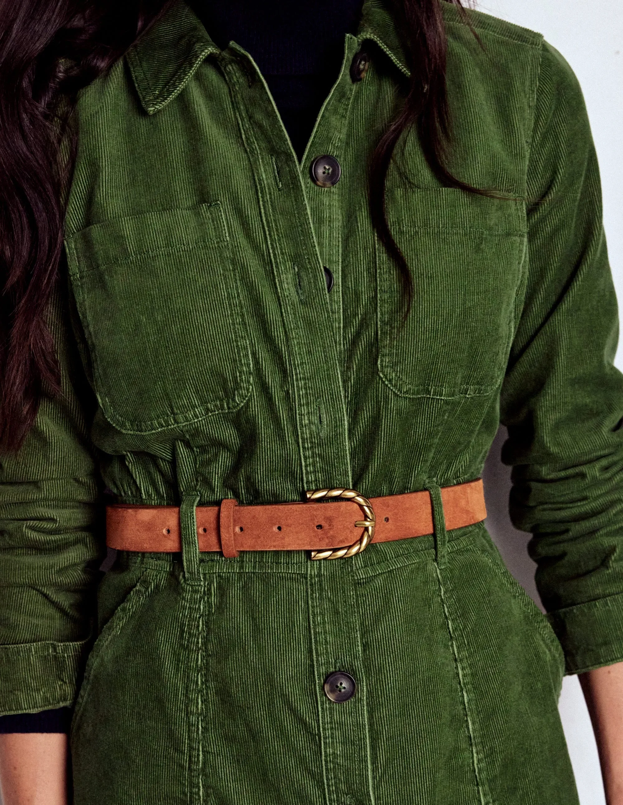 Amanda Cord Midi Dress-Fern Balanced Tones Olive Fresh