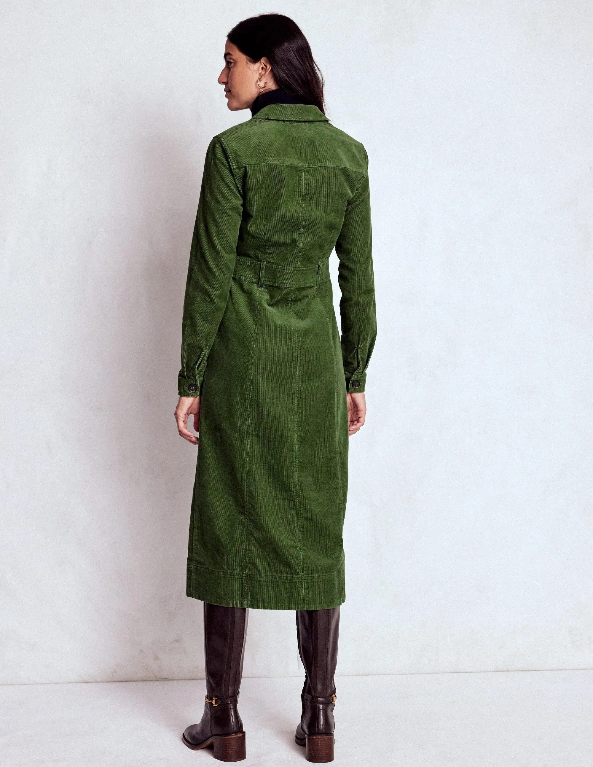 Amanda Cord Midi Dress-Fern Anytime Fit Comfortable shift dress