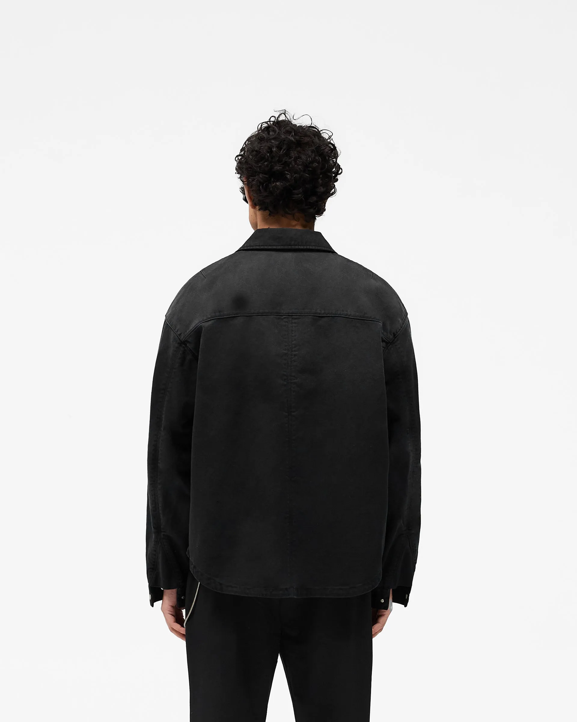 Gym Appropriate Bold Pattern Cotton Zip Through Shirt - Black