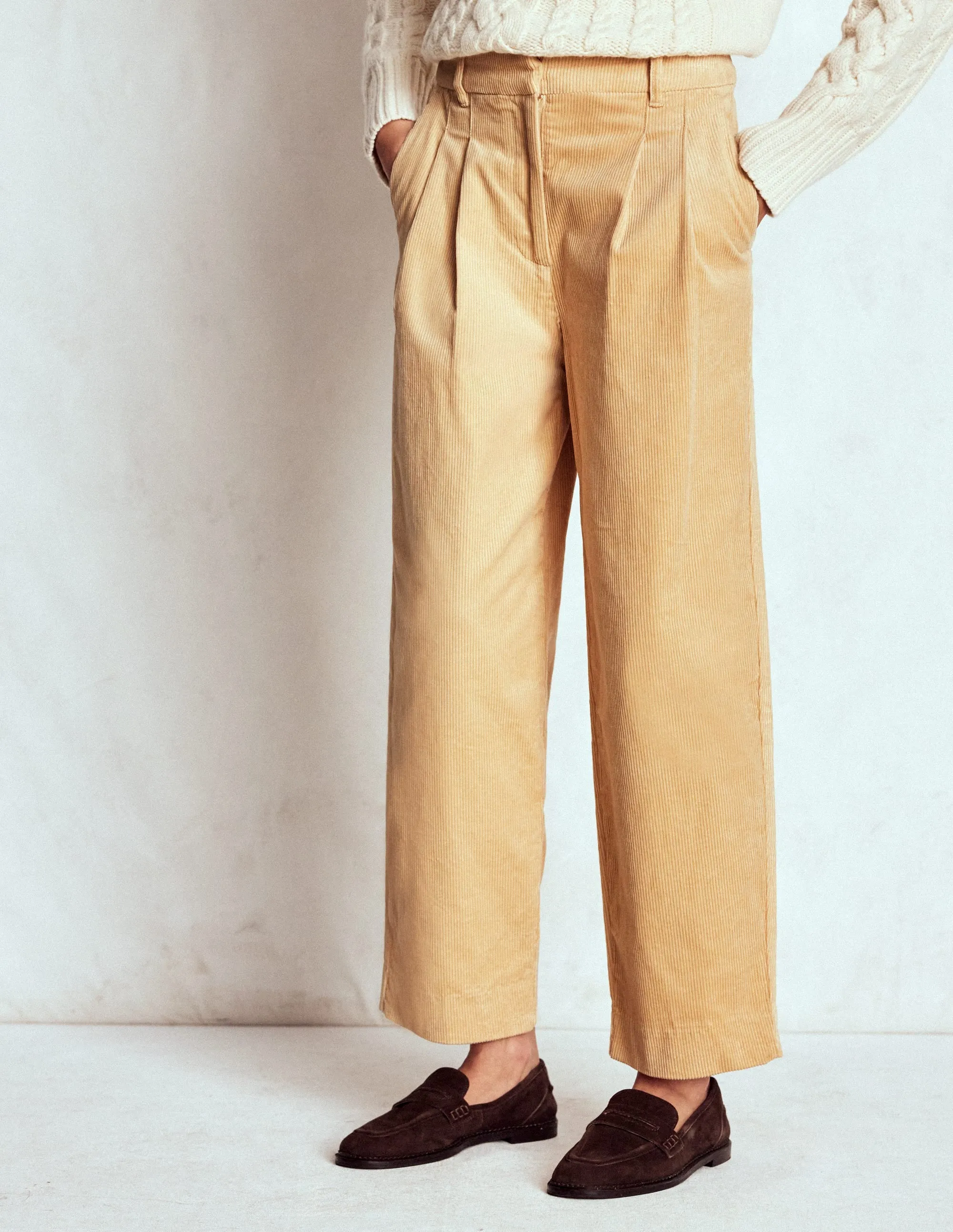 Bloomsbury Cord Trousers-Stone Modern Waist