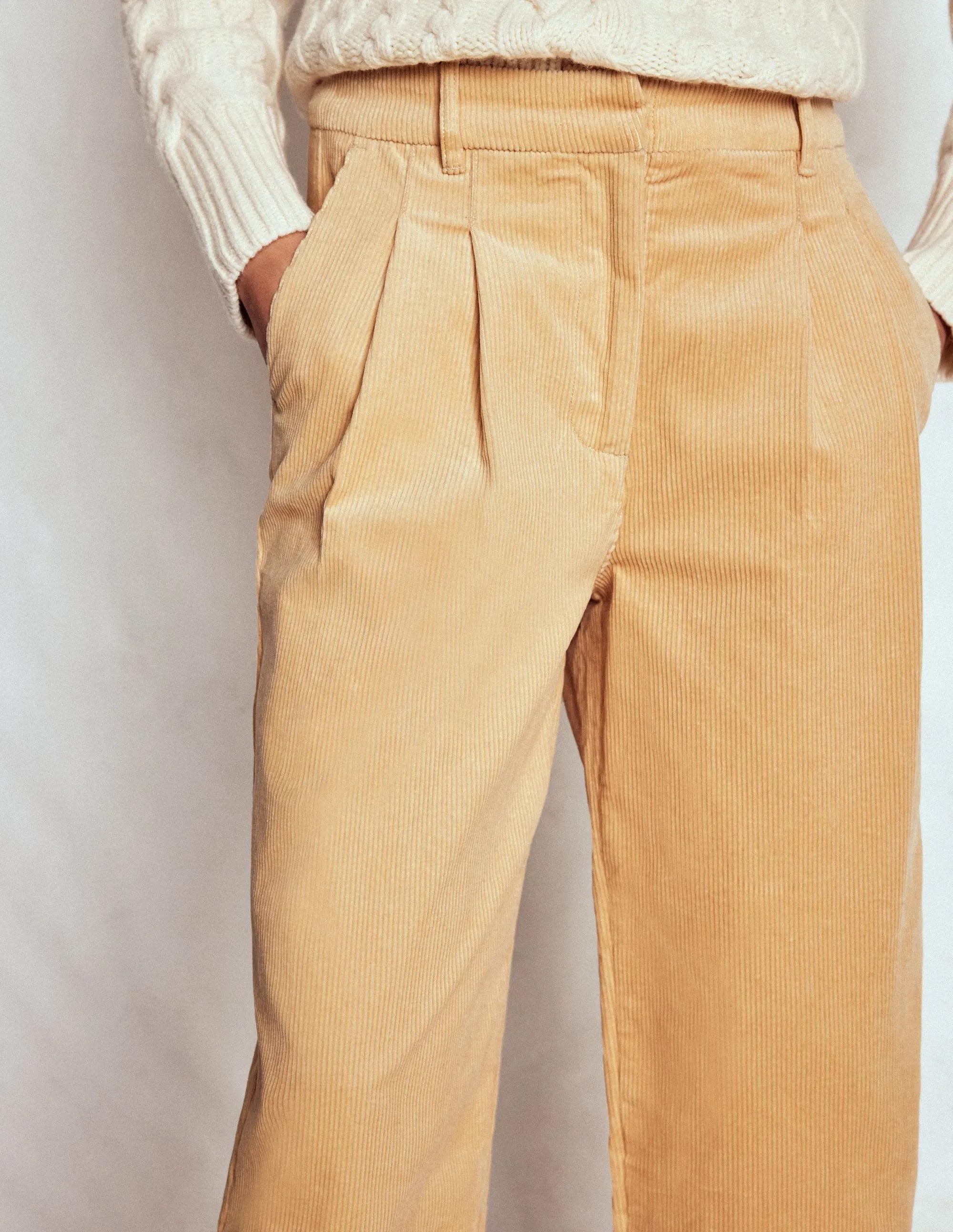 Practical Fit Recyclable Fabric Blend Bloomsbury Cord Trousers-Stone