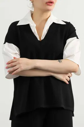 Cozy And Stylish Cozy Wardrobe SWEATER WITH ATTACHED SHIRT