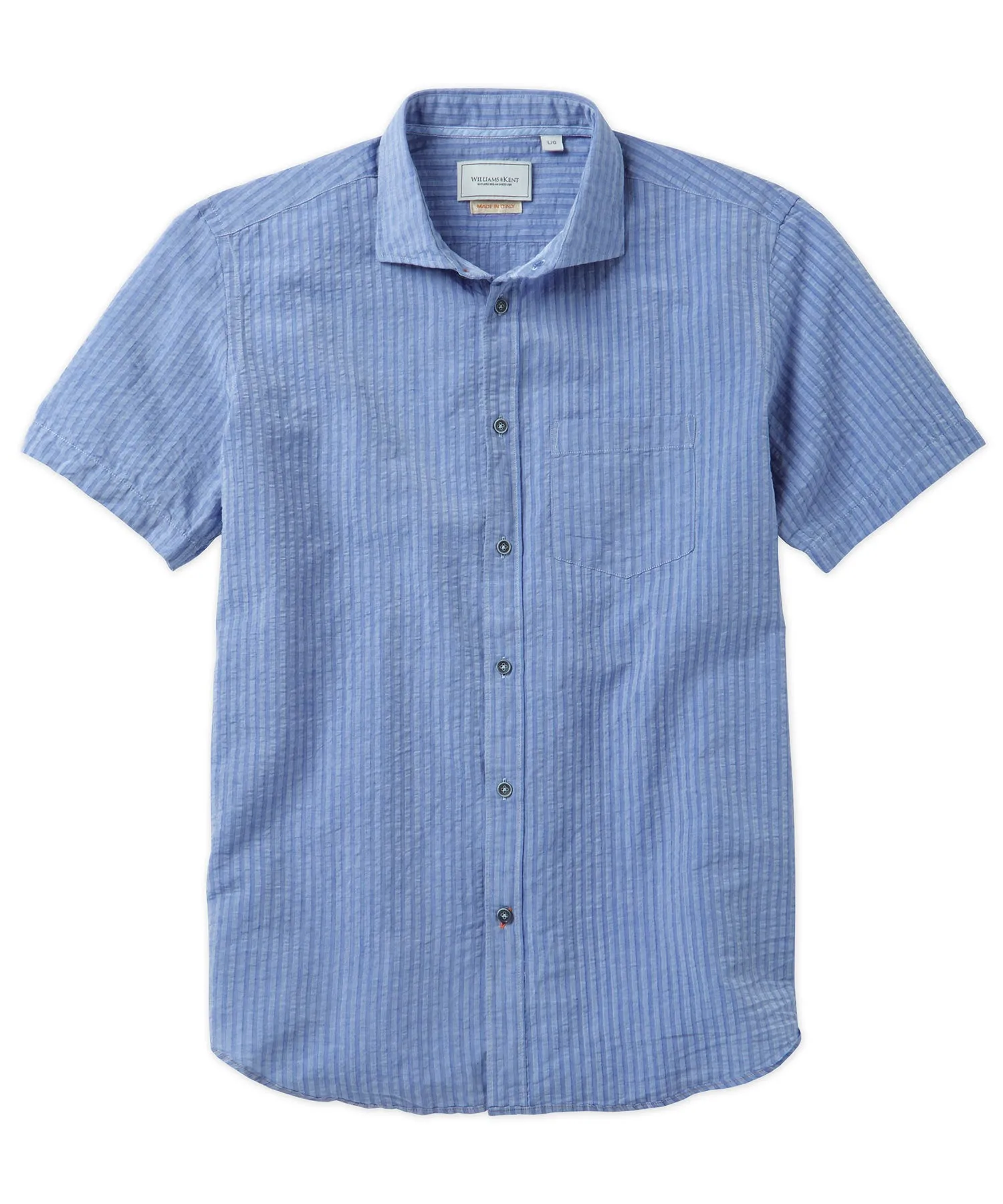 Cotton-Linen Seersucker Tonal Stripe Sport Shirt Tall friendly Neutral Shade