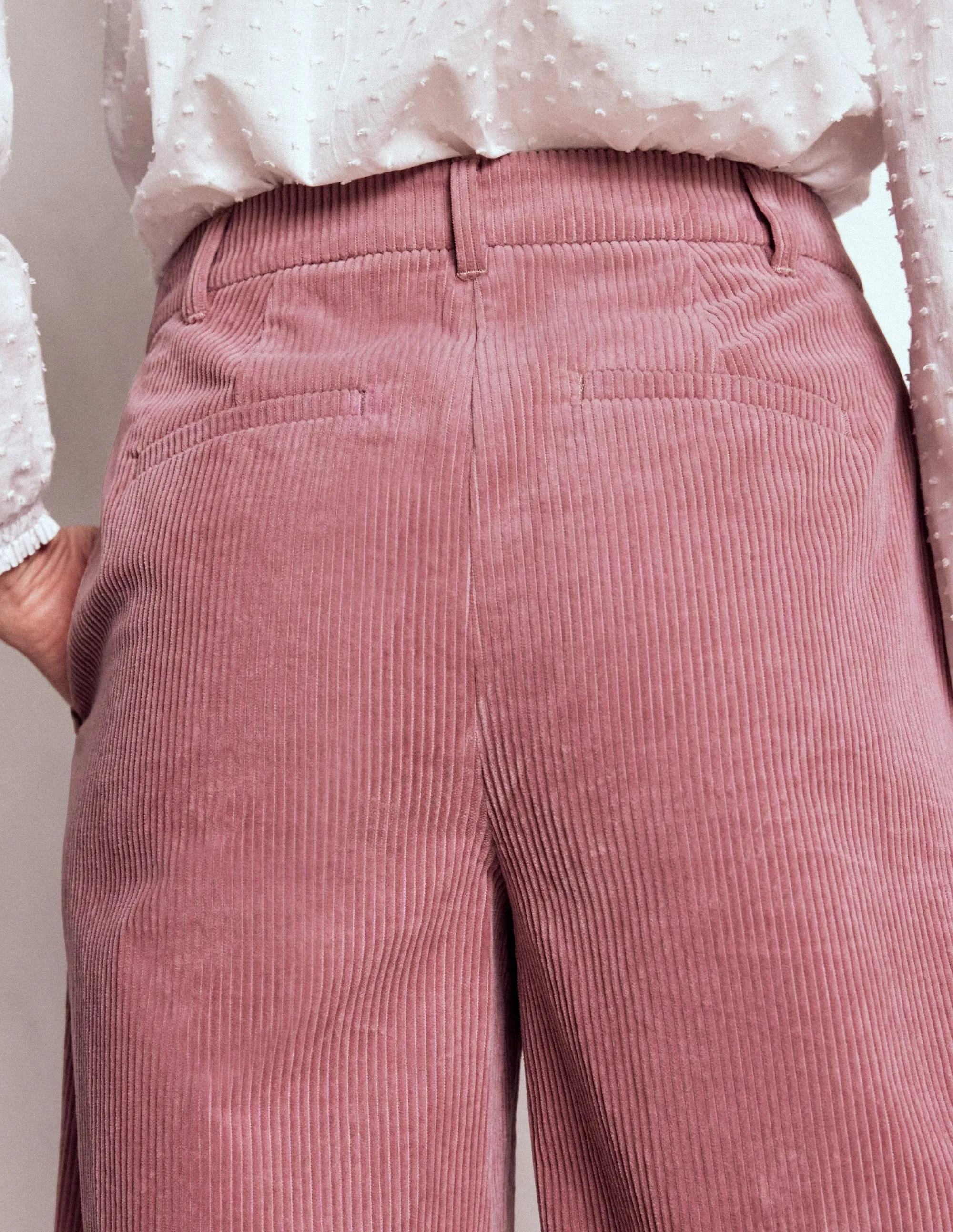 Lightweight Material Organic Cotton Blend Belgravia Cord Trousers-Blushing Rose