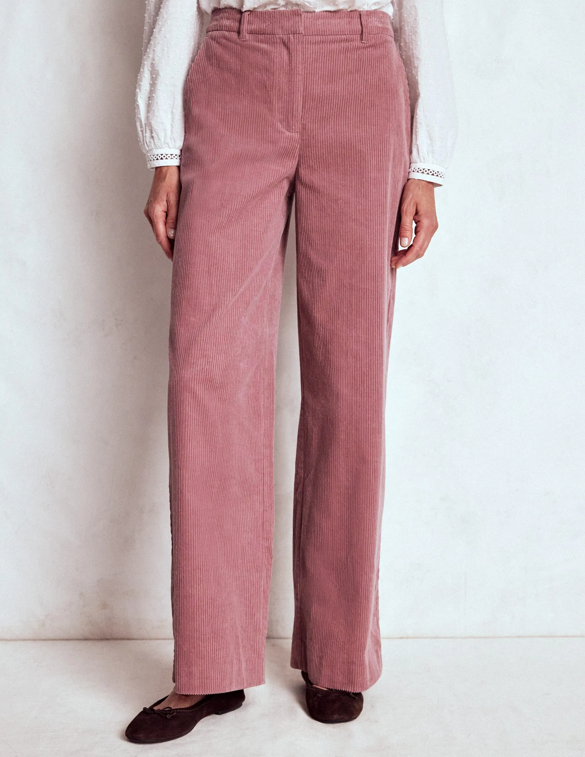 Classic Fit Sleek Appearance Belgravia Cord Trousers-Blushing Rose