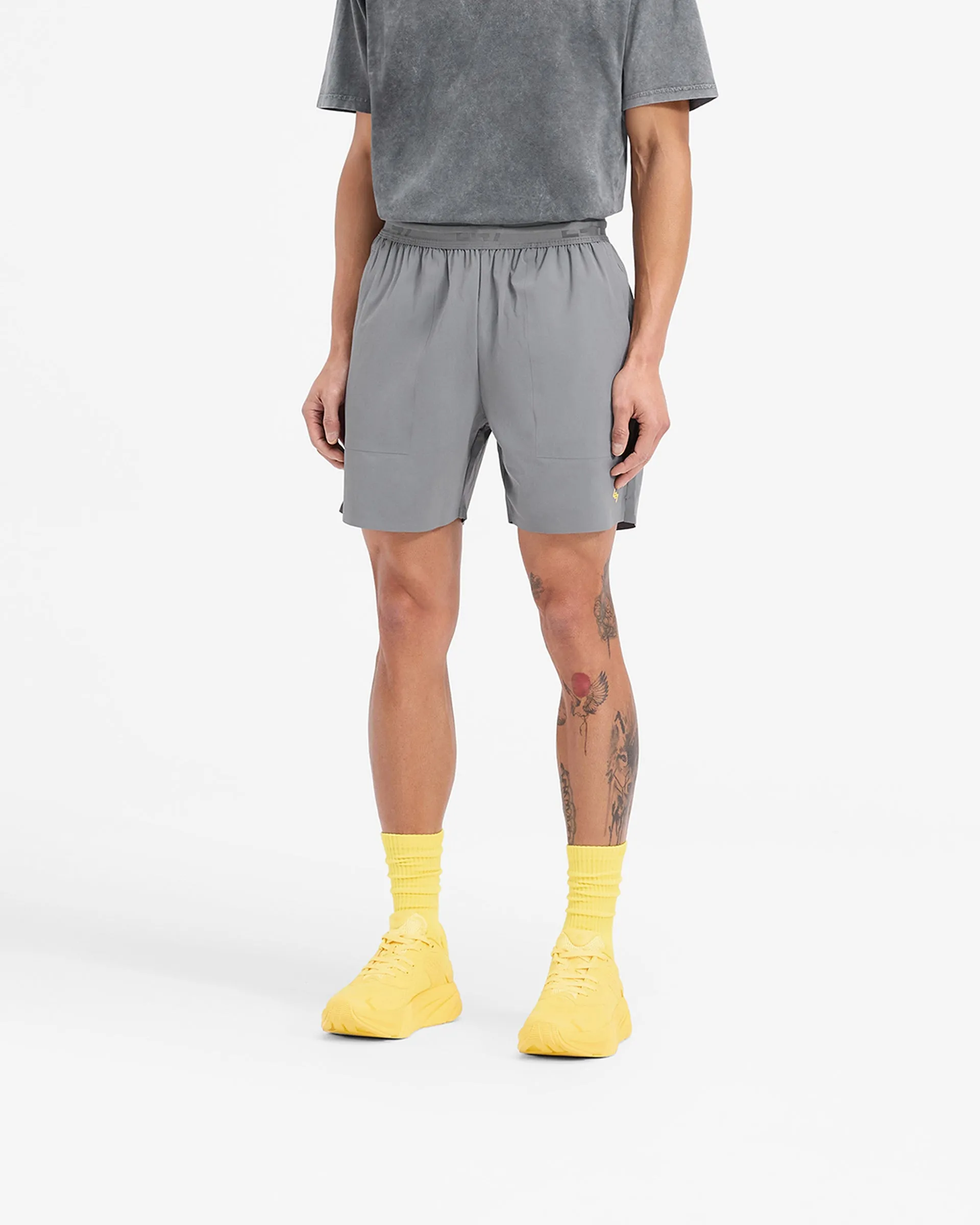 Team 247 Fused Shorts - Pewter Lemon Elastic Waistband Design young adults