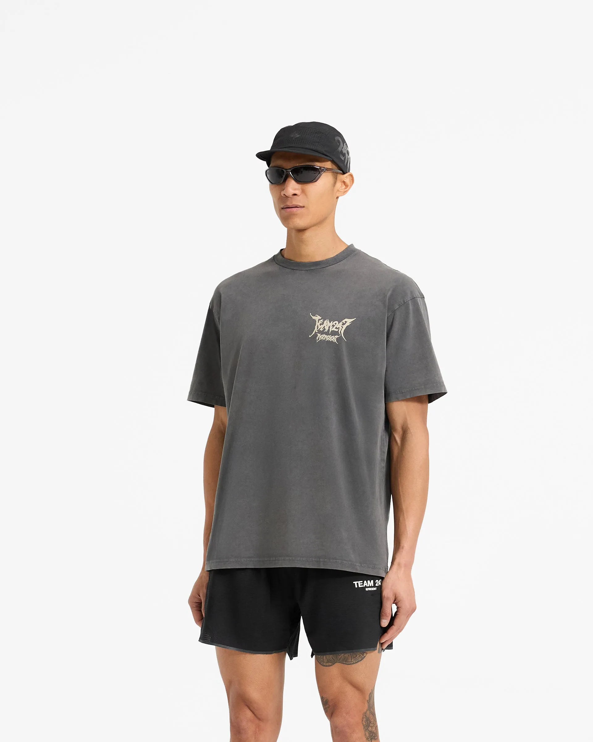 Stylish and Relaxed Team 247 X END Oversized T-Shirt - Washed Grey