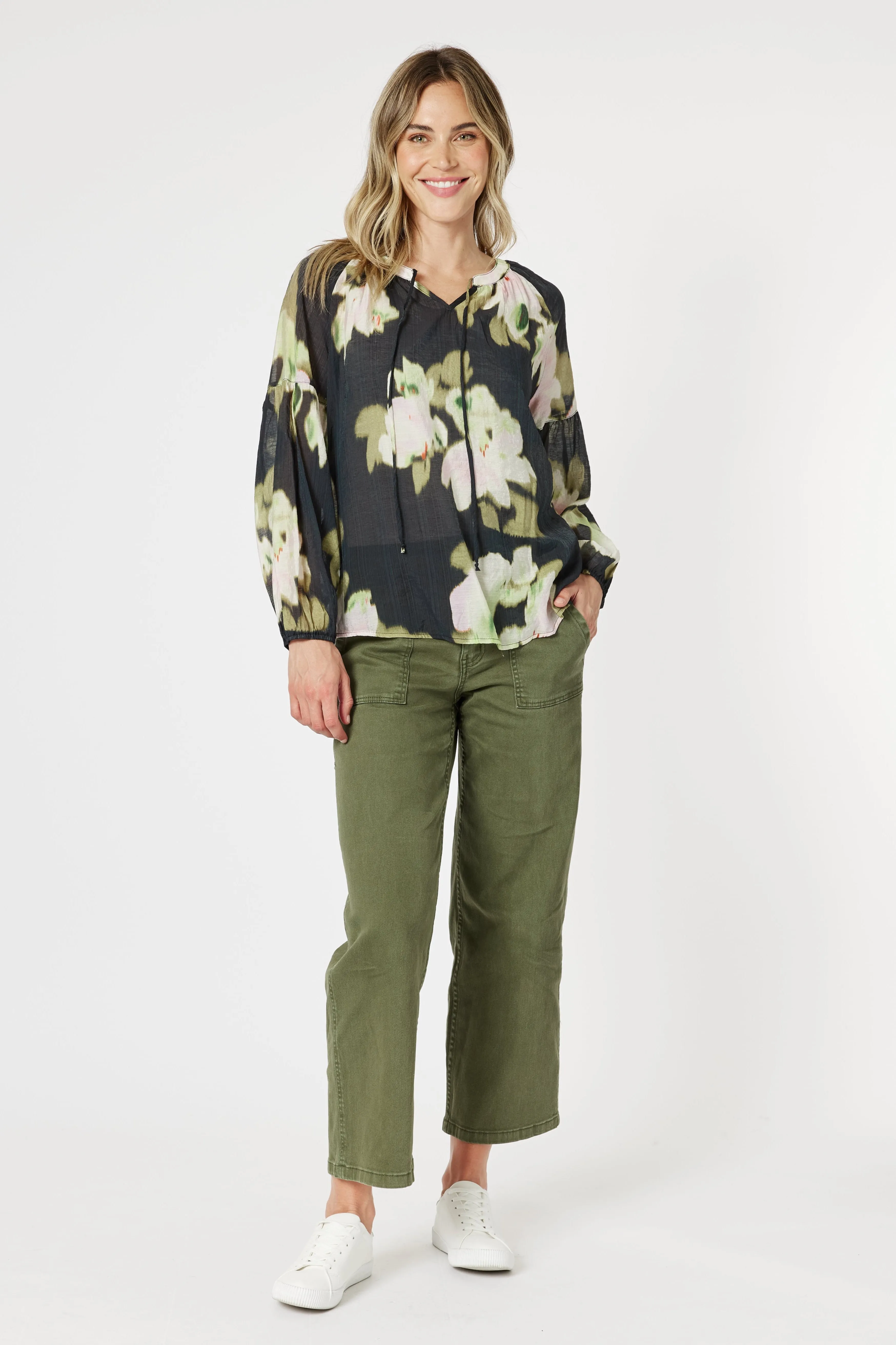 Printed Blouse Sun Protection Fabric Gordon Smith Maggie Top Black/Multi