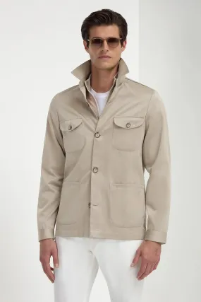 Beige solaro effect safari jacket - Made in Italy Downtown Cool