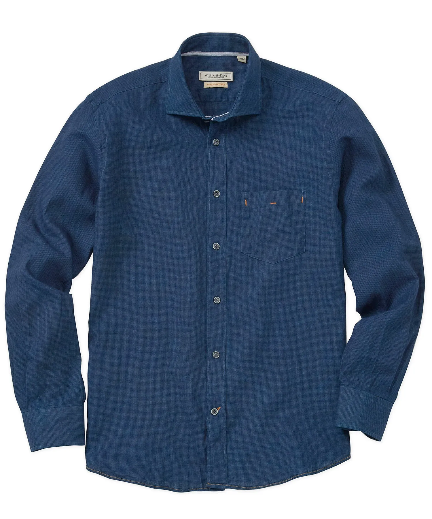 Trendsetting Textured Indigo Long-Sleeve Sport Shirt