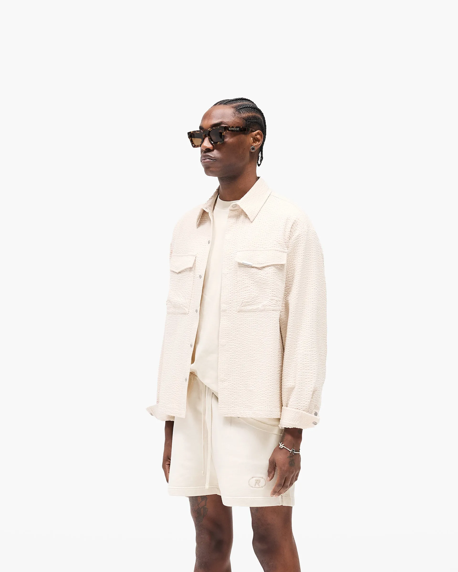 Textured Long Sleeve Shirt - Champagne Chic Layer Microfiber Material