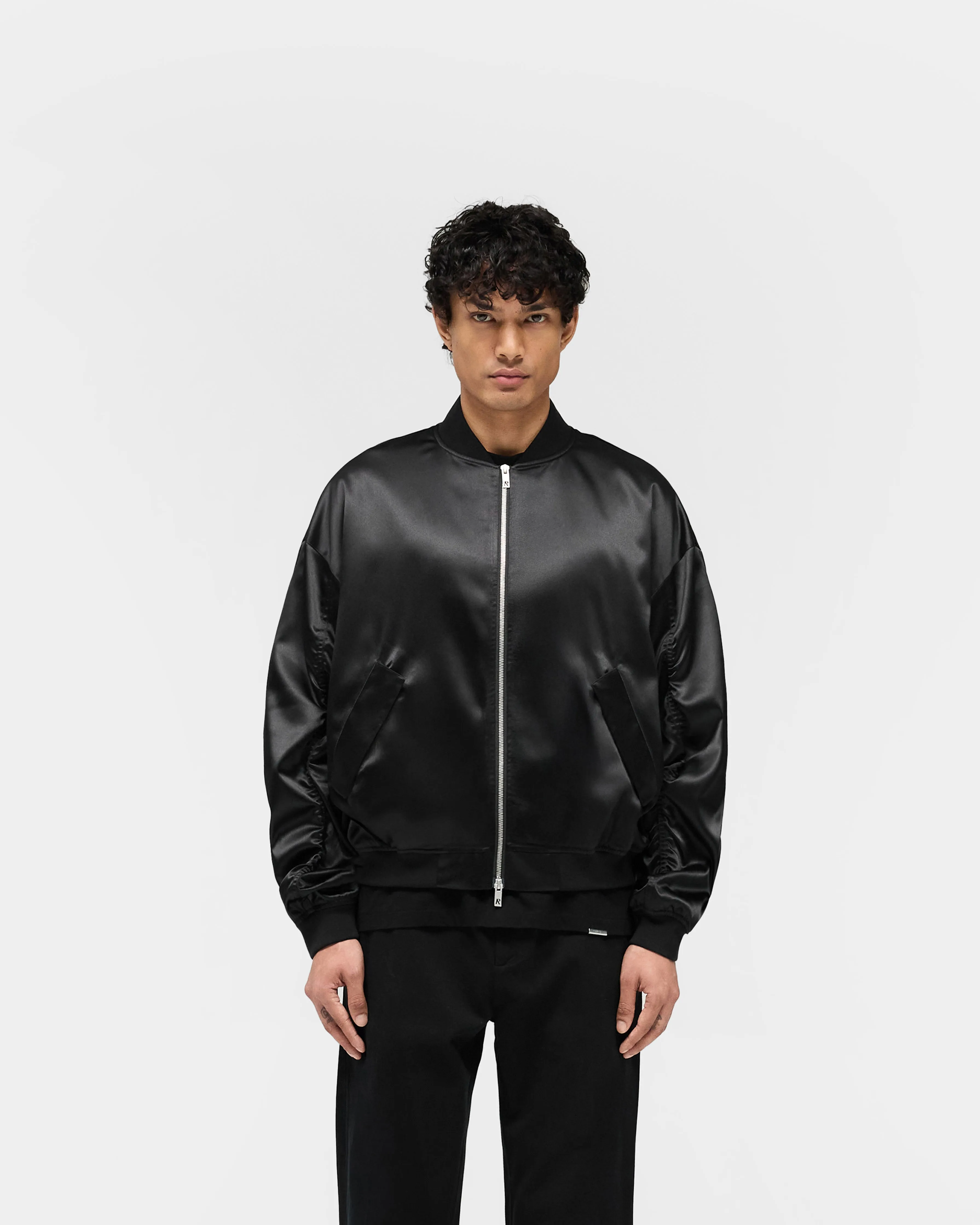 Soft Cover Satin Bomber - Black