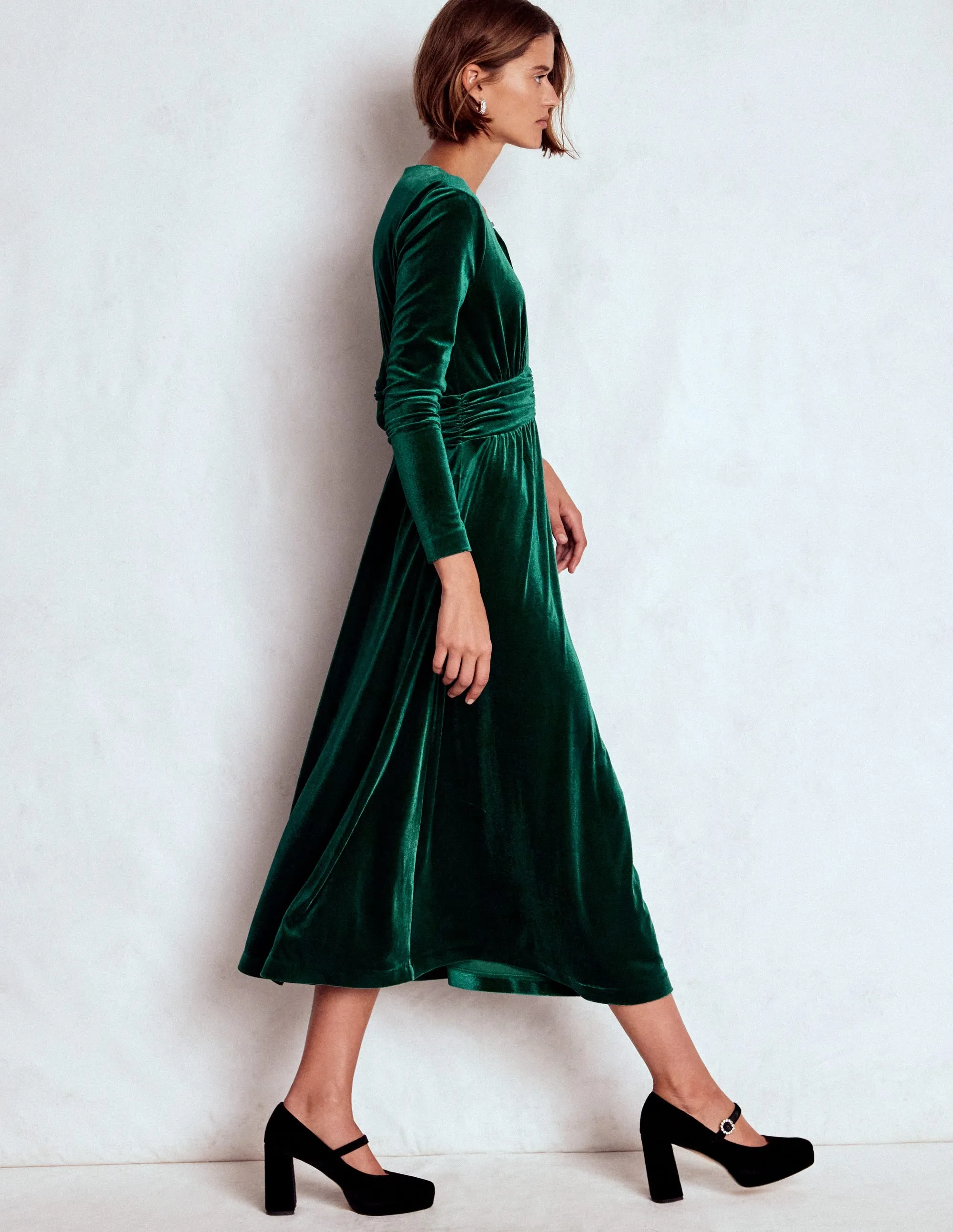 Tilda Velvet Midi Dress-Botanical Garden Vibrant Light