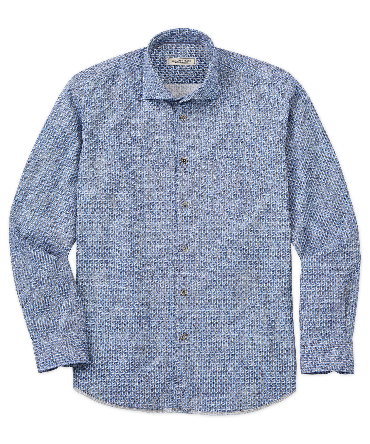 Polka Dot Tonal Geo Print Long Sleeve Sport Shirt