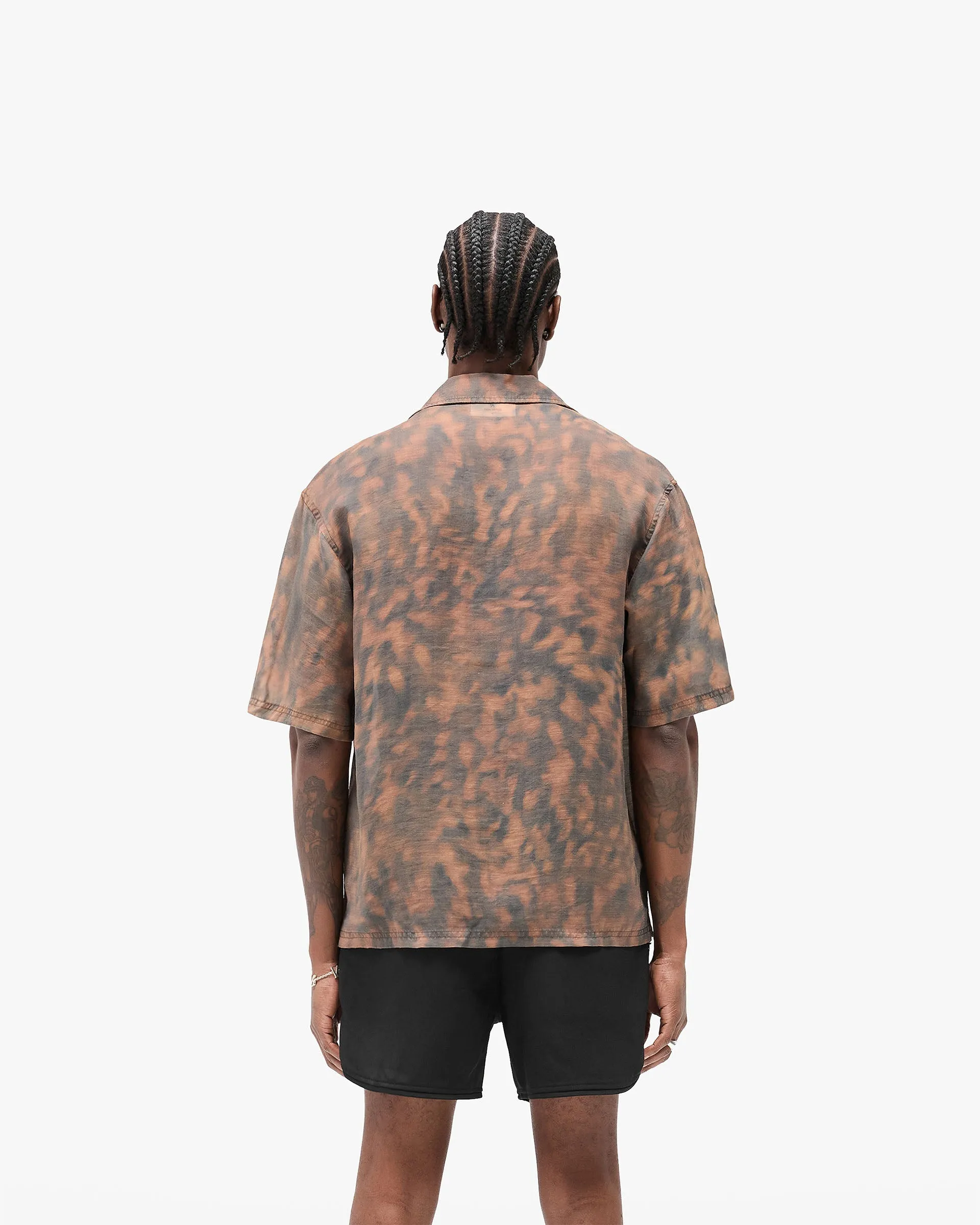 Hooded Neckline Tortoise Print Shirt - Brown