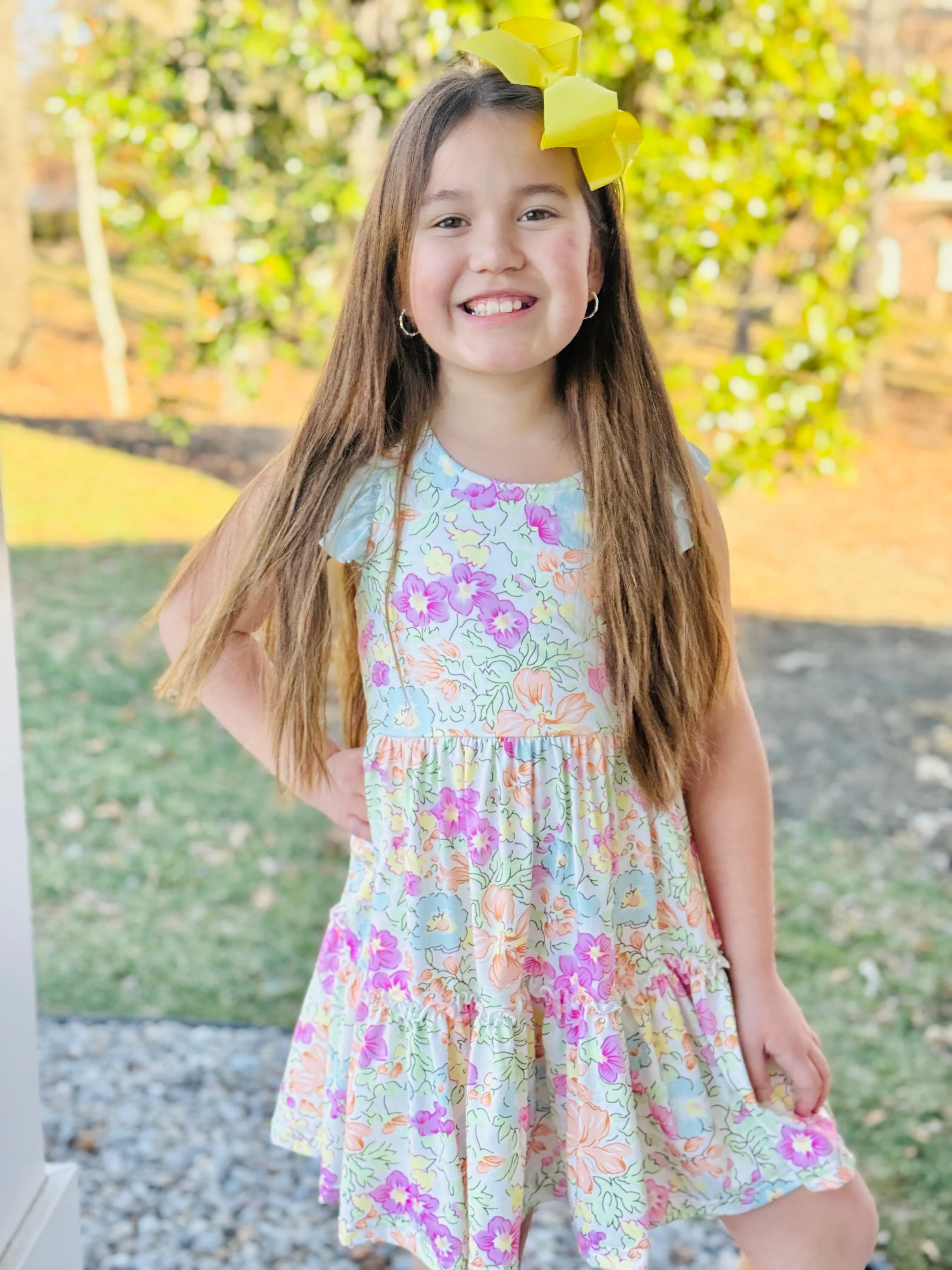 Simple Yet Elegant Summer Muted Florals Tiered Twirl Dress